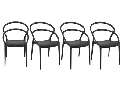 Chaises design empilables noires int&eacute;rieur / ext&eacute;rieur (lot de 4) COLIBRI