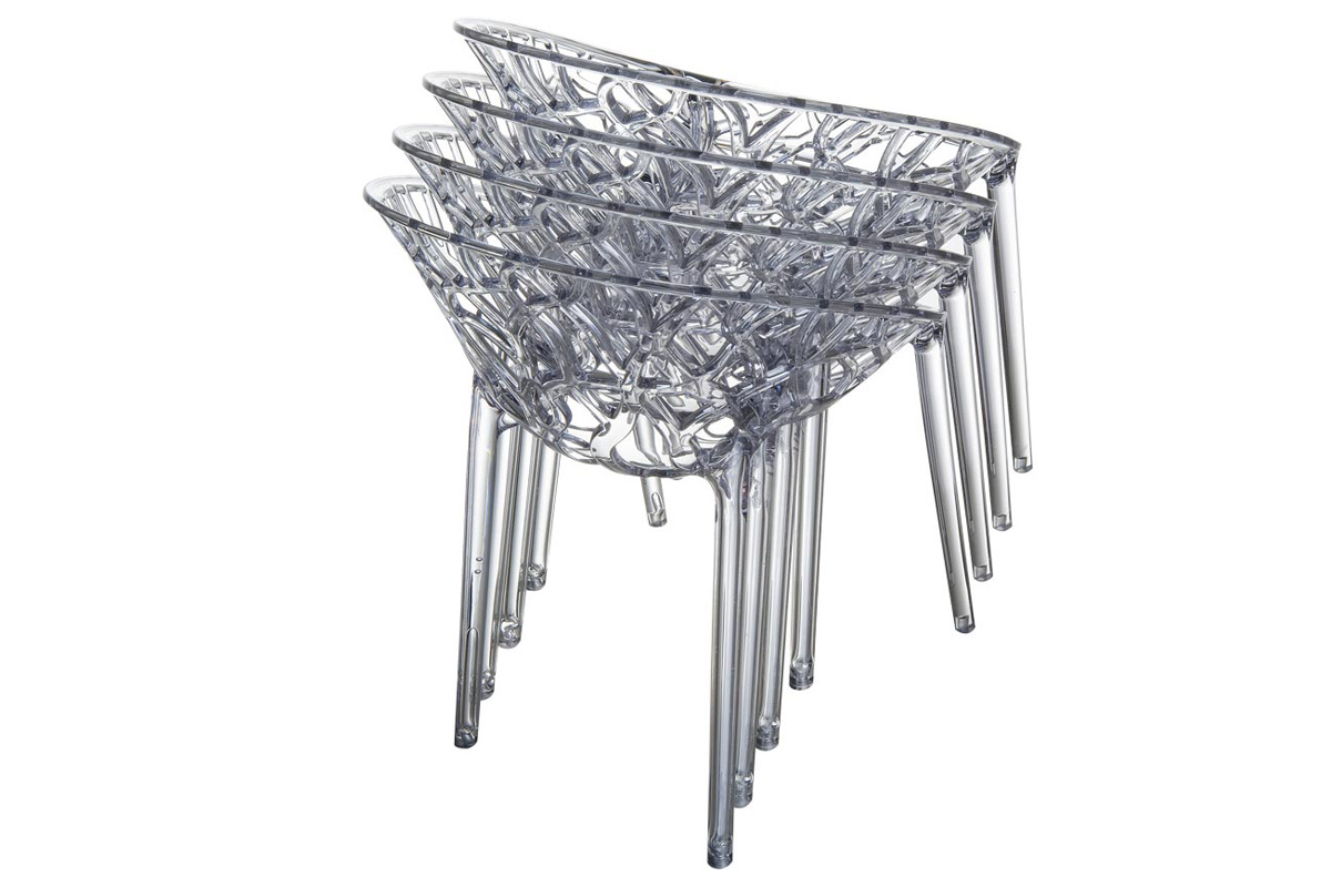 Chaises design empilables transparentes fum�es (lot de 4) ARBOL
