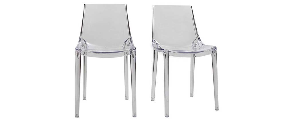 Chaises design empilables transparentes int�rieur / ext�rieur  (lot de 2) YZEL
