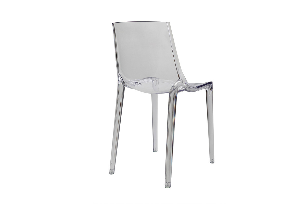 2 Chaises Transparentes Empilables LUCE En Polycarbonate - Design Moderne Pour Salle à Manger, Cuisine, Bureau - Fumé