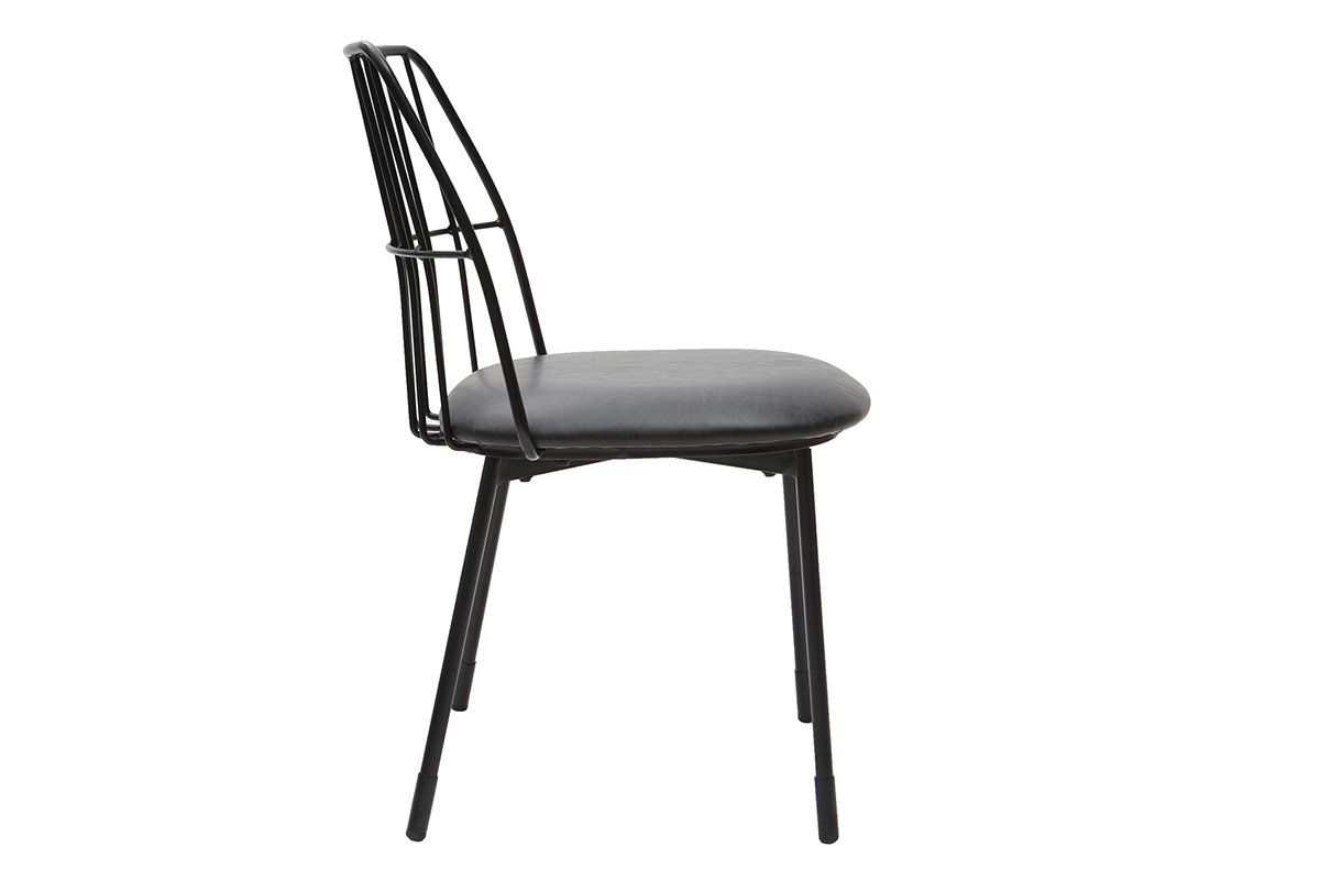 Chaises design en m�tal noir avec coussin (lot de 2) GRID