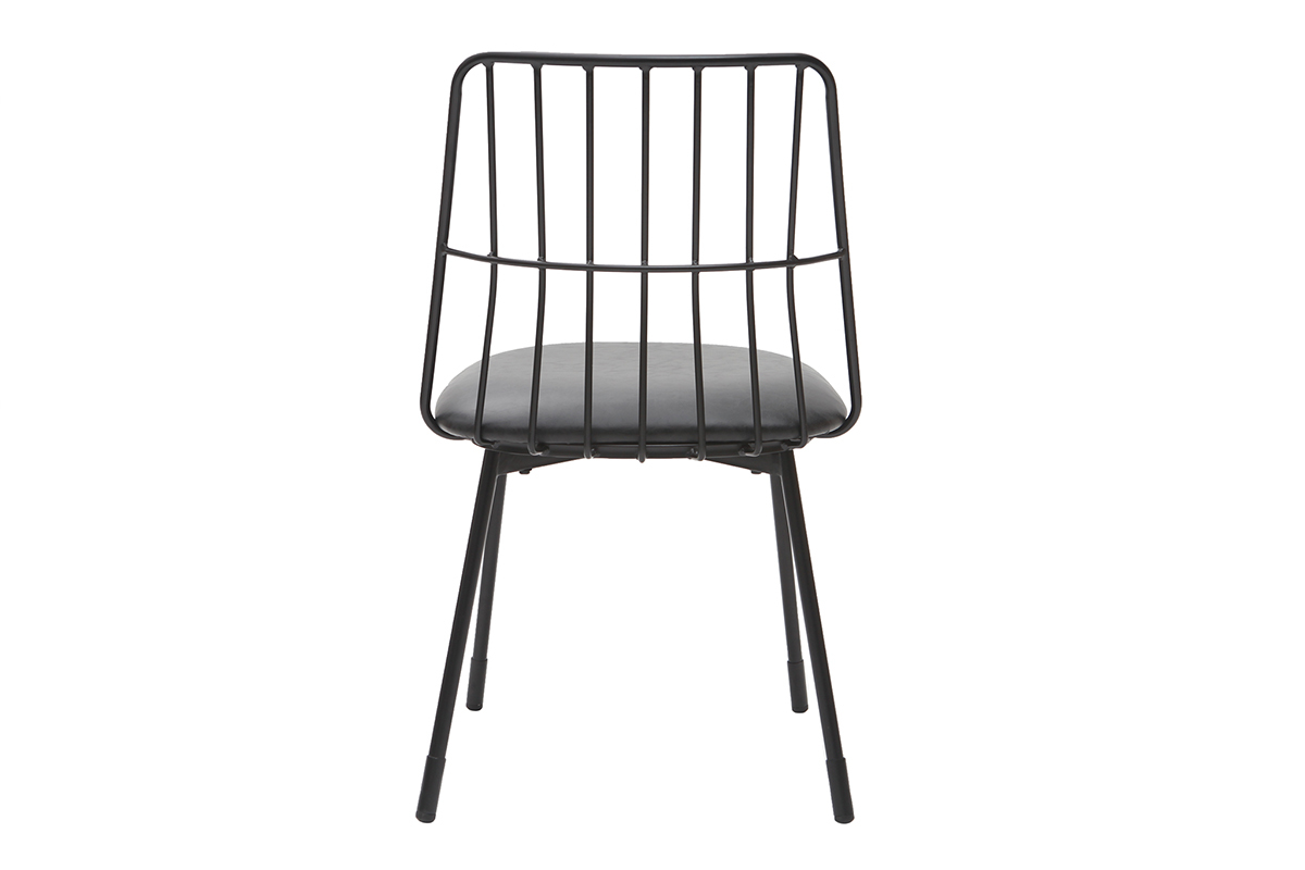 Chaises design en m�tal noir avec coussin (lot de 2) GRID