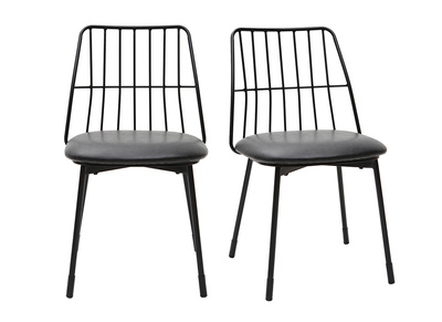 Chaises design en m&eacute;tal noir avec coussin (lot de 2) GRID