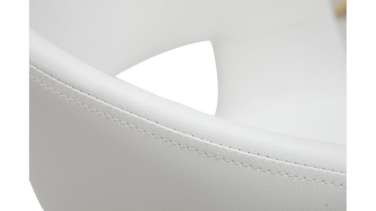 Chaises design en polyuréthane blanc et pieds bois clair (lot de 2) SLAM