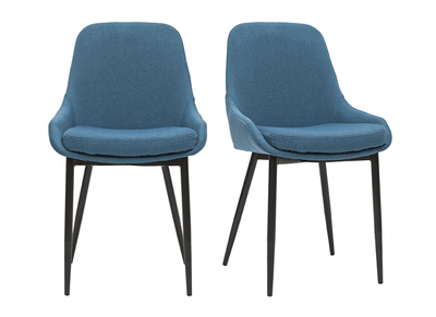 Chaises design en tissu bleu canard et métal noir (lot de 2) HOLO