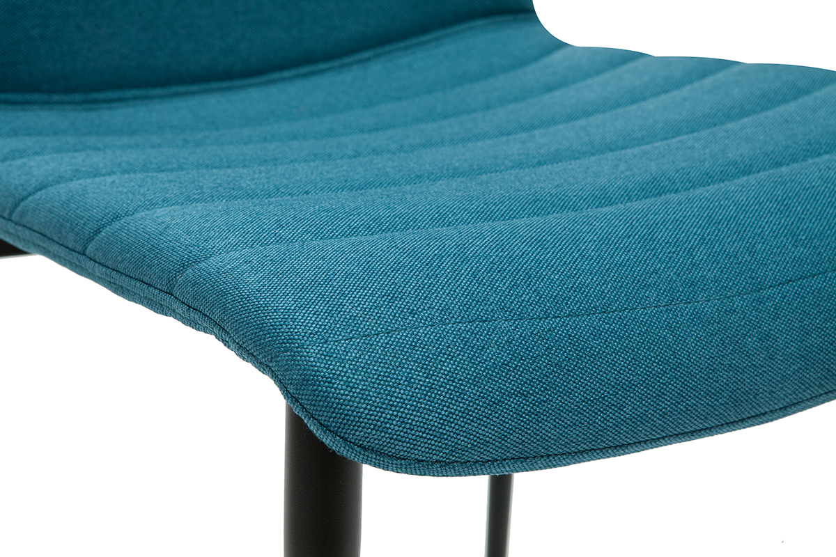 Chaises design en tissu bleu canard et m�tal noir (lot de 2) ZADIG