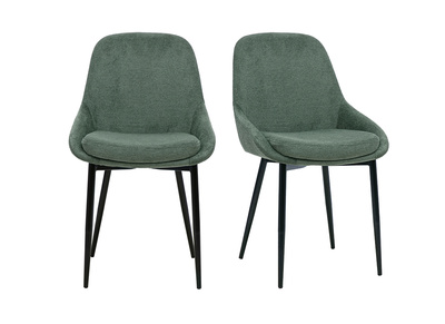 Chaises design en tissu chenille vert kaki et m&eacute;tal noir (lot de 2) HOLO