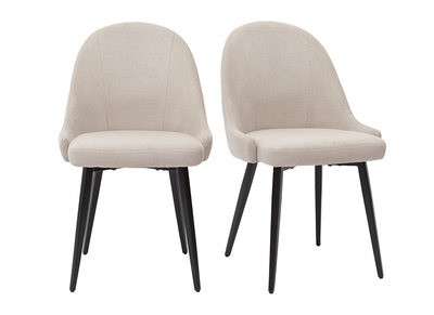 Chaises design en tissu effet velours beige et métal noir (lot de 2) REEZ