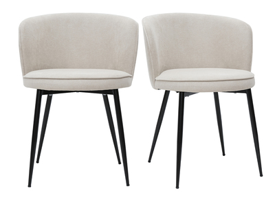 Chaises design en tissu effet velours beige et métal noir (lot de 2) SERIF