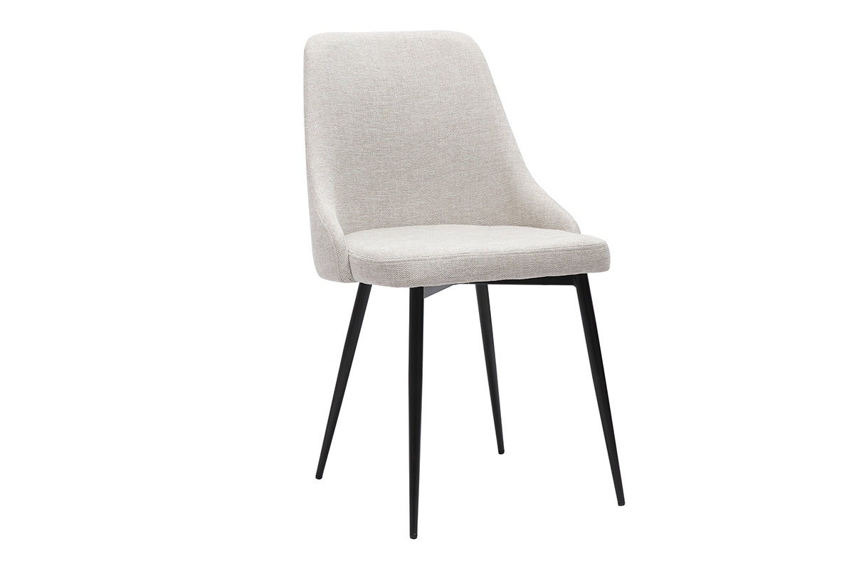 Chaises design en tissu effet velours beige naturel et mtal noir (lot de 2) CULT