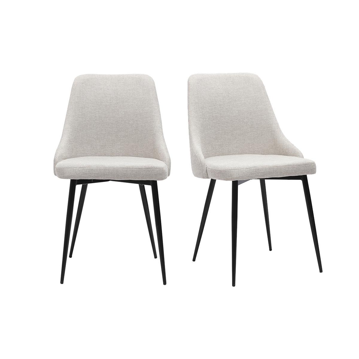 Chaises design en tissu effet velours beige naturel et métal noir (lot de 2) CULT