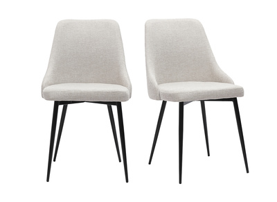 Chaises design en tissu effet velours beige naturel et métal noir (lot de 2) CULT