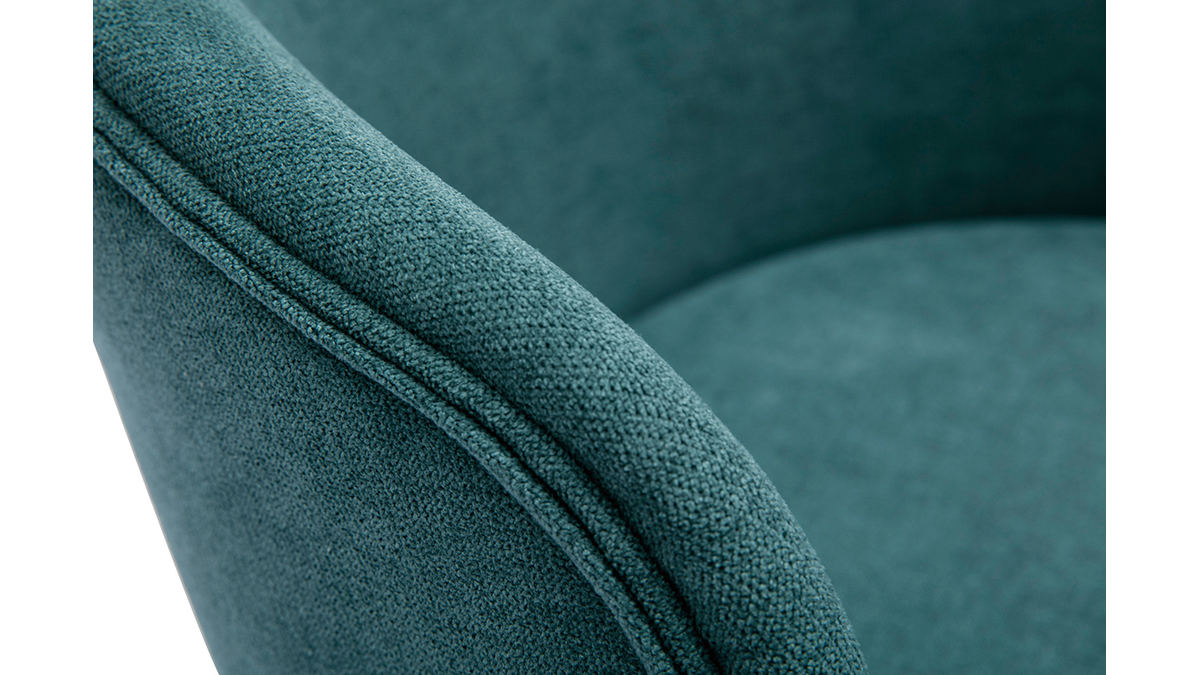 Chaises design en tissu effet velours bleu canard et métal noir (lot de 2) ROSALIE