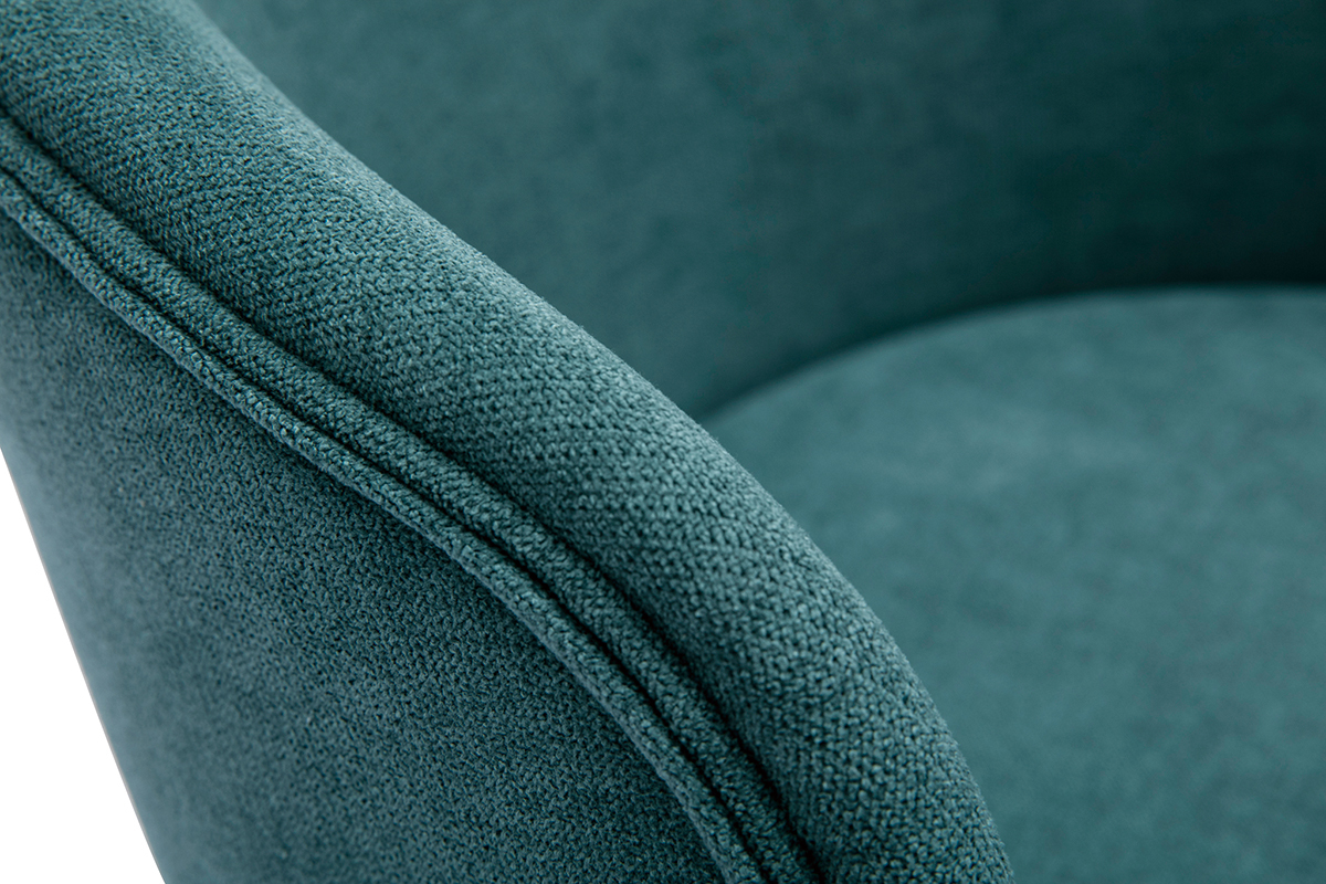 Chaises design en tissu effet velours bleu canard et m�tal noir (lot de 2) ROSALIE