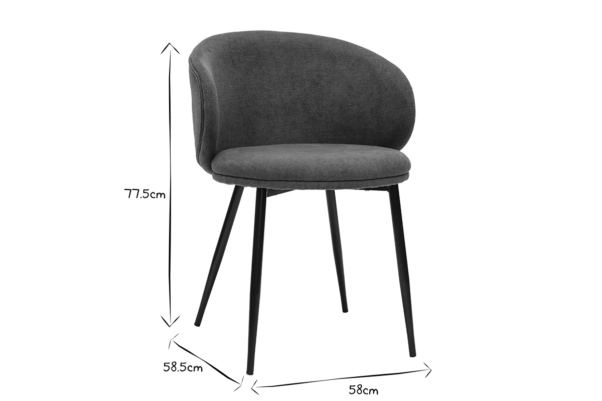 Chaises design en tissu effet velours bleu canard et m�tal noir (lot de 2) ROSALIE