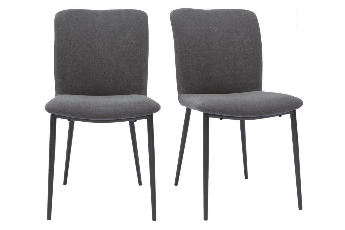 Chaises design en tissu effet velours gris (lot de 2) FOSTY