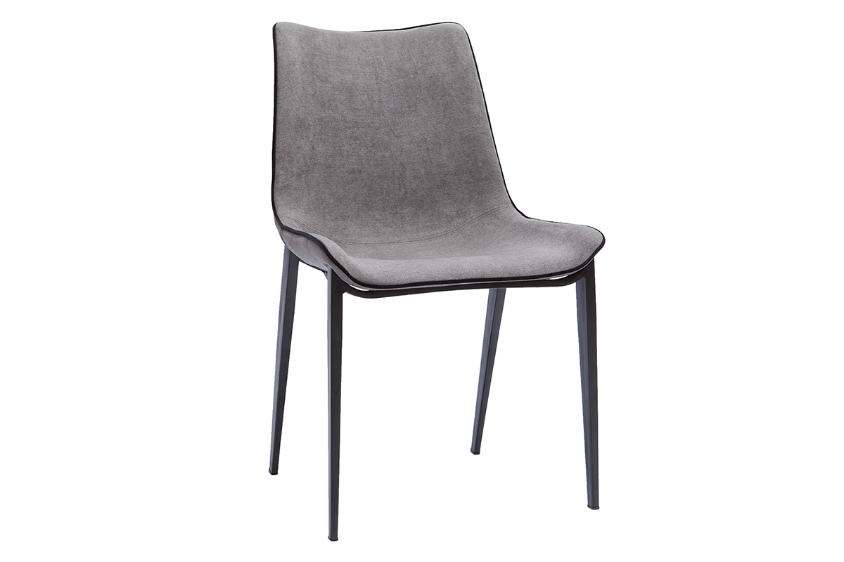 Chaises design en tissu effet velours gris et m�tal noir (lot de 2) BLAZE