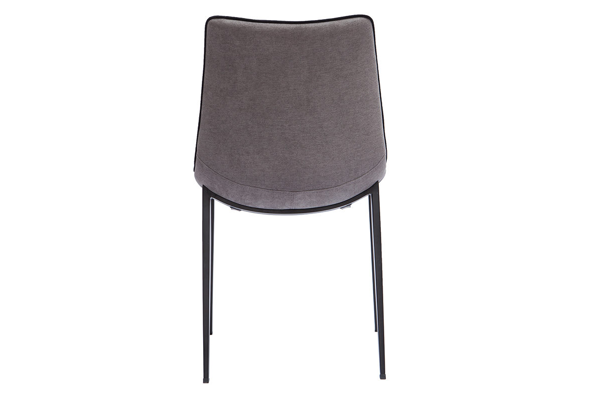 Chaises design en tissu effet velours gris et m�tal noir (lot de 2) BLAZE