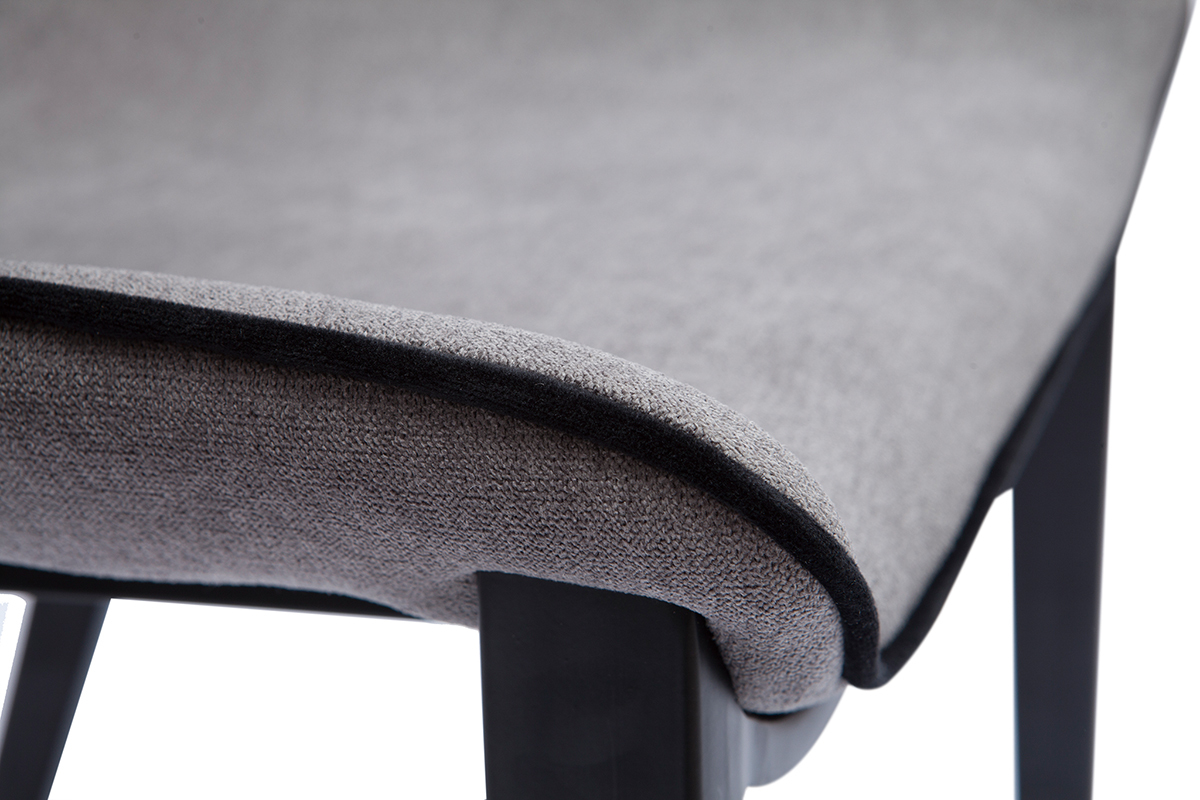 Chaises design en tissu effet velours gris et m�tal noir (lot de 2) BLAZE