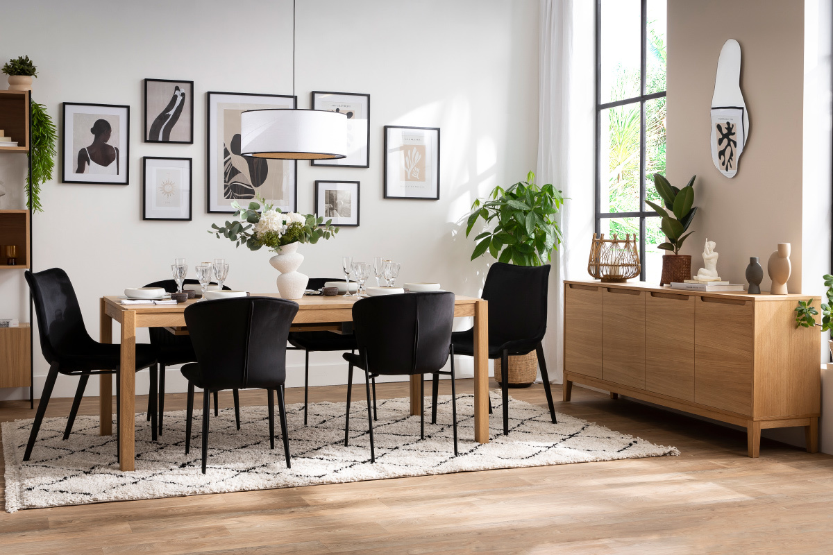 Chaises design en tissu effet velours gris et m�tal noir (lot de 2) BLAZE