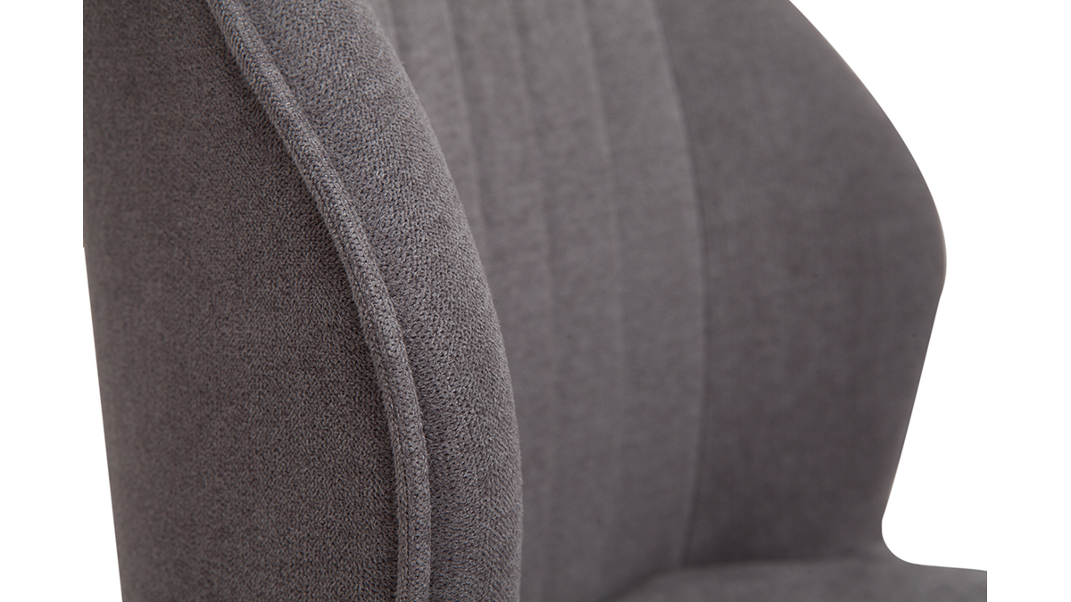 Chaises design en tissu effet velours gris et métal noir (lot de 2) FANETTE