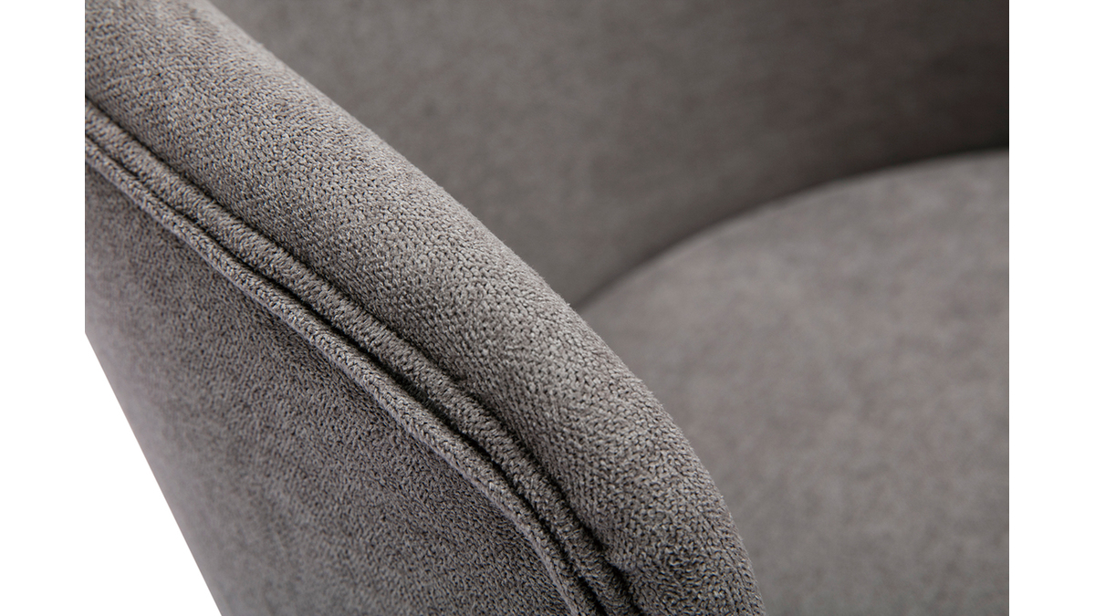 Chaises design en tissu effet velours gris et métal noir (lot de 2) ROSALIE