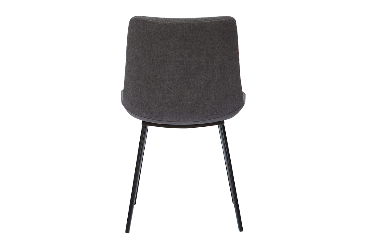 Chaises design en tissu effet velours gris fonc� et m�tal noir (lot de 2) RIOT