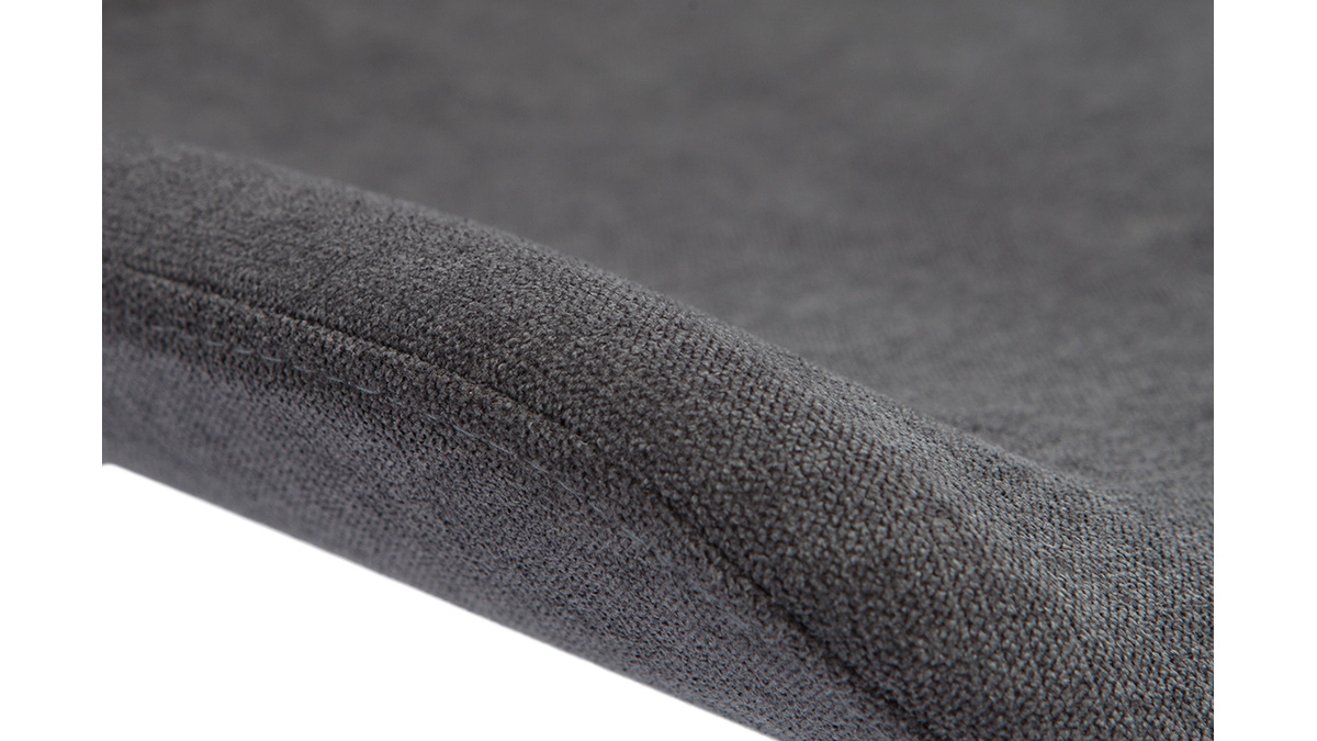 Chaises design en tissu effet velours gris foncé et métal noir (lot de 2) RIOT