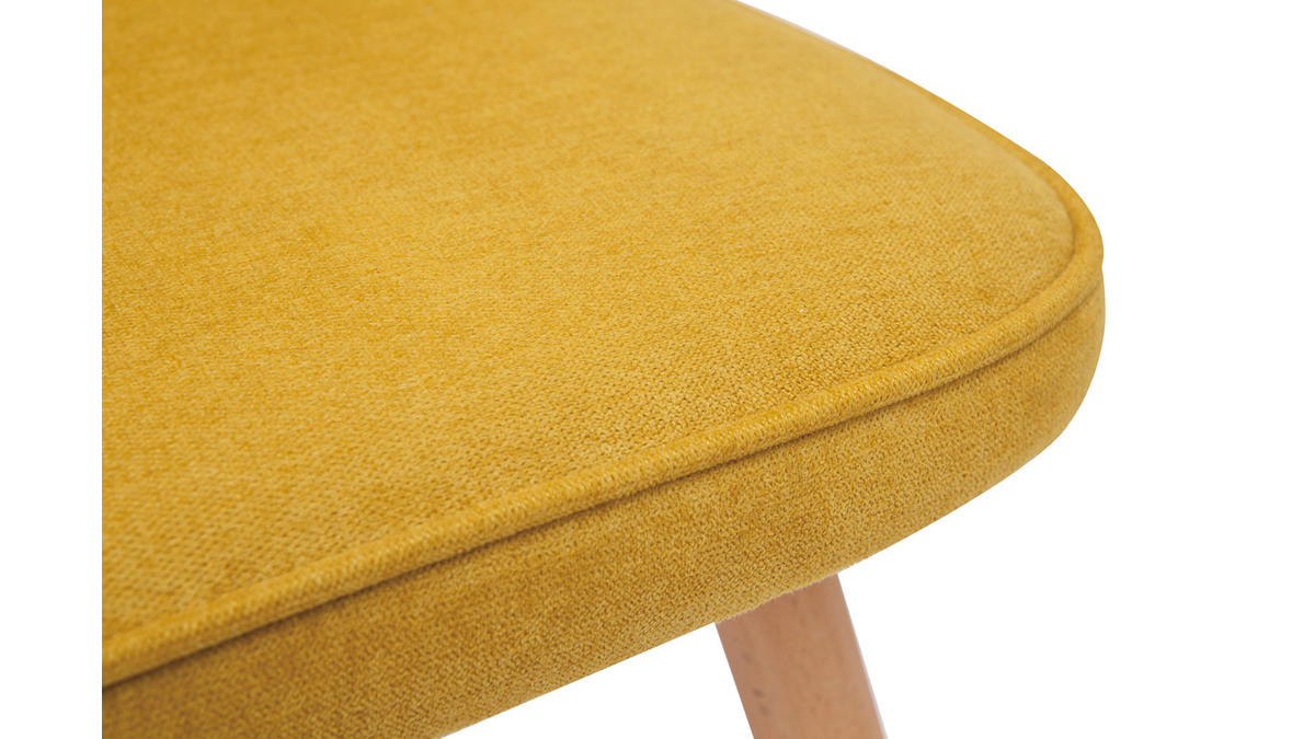 Chaises design en tissu effet velours jaune moutarde et bois clair (lot de 2) FANETTE