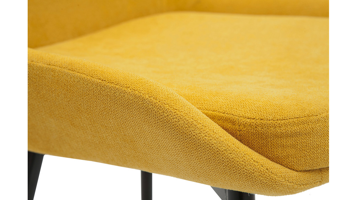 Chaises design en tissu effet velours jaune moutarde et métal noir (lot de 2) HOLO