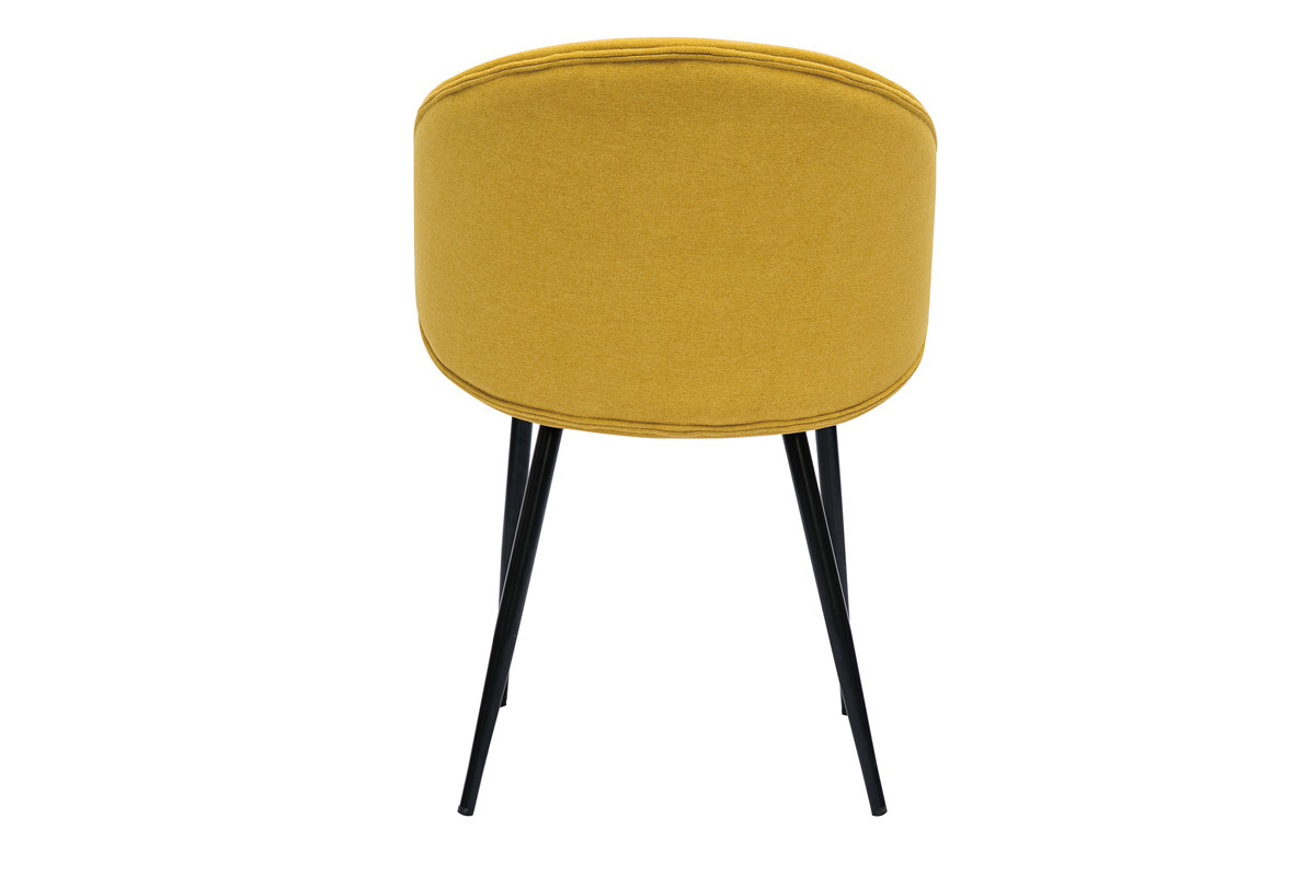 Chaises design en tissu effet velours jaune moutarde et m�tal noir (lot de 2) ROSALIE
