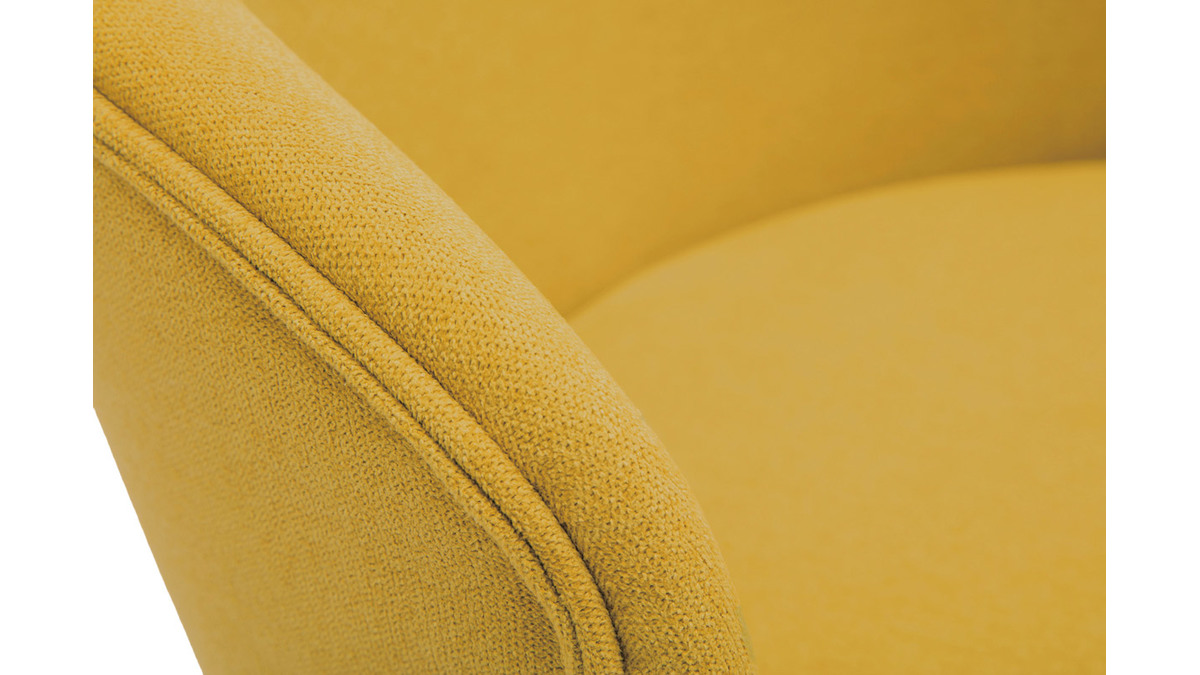 Chaises design en tissu effet velours jaune moutarde et métal noir (lot de 2) ROSALIE