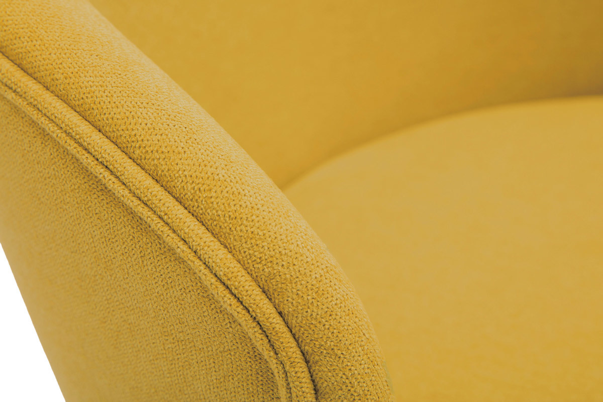 Chaises design en tissu effet velours jaune moutarde et m�tal noir (lot de 2) ROSALIE