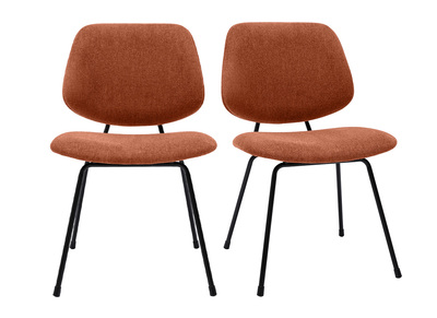 Chaises design en tissu effet velours terre brûlée et métal noir (lot de 2) BARNET