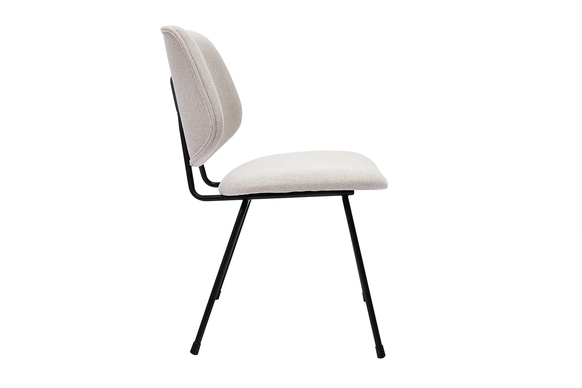 Chaises design en tissu effet velours textur beige et mtal noir (lot de 2) BARNET