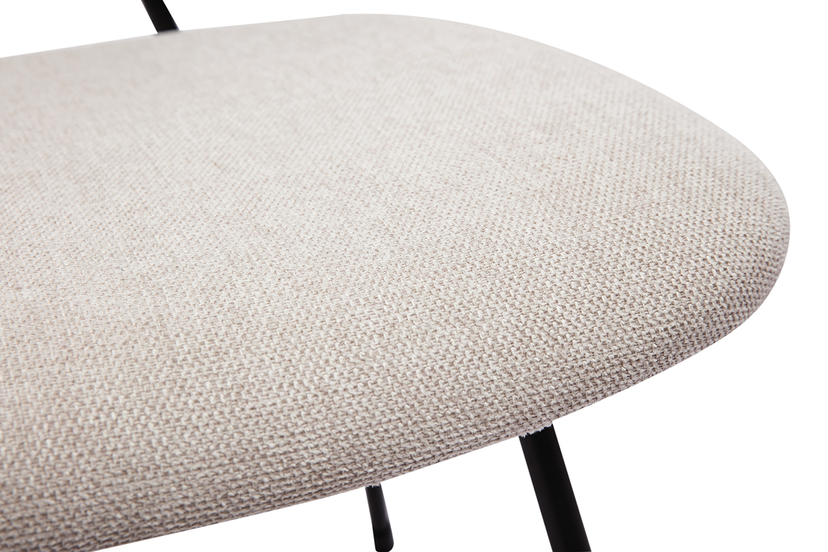 Chaises design en tissu effet velours textur beige et mtal noir (lot de 2) BARNET