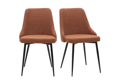 Chaises design en tissu effet velours texturé terre brûlée et métal noir (lot de 2) CULT