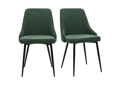 Chaises design en tissu effet velours texturé vert foncé et métal noir (lot de 2) CULT