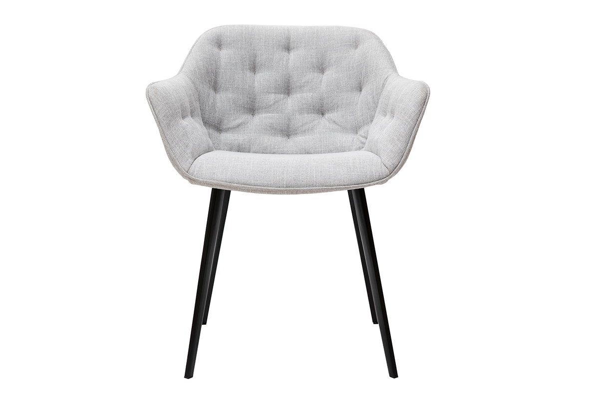 Chaises design en tissu gris clair et pieds m�tal noir (lot de 2) BURTON