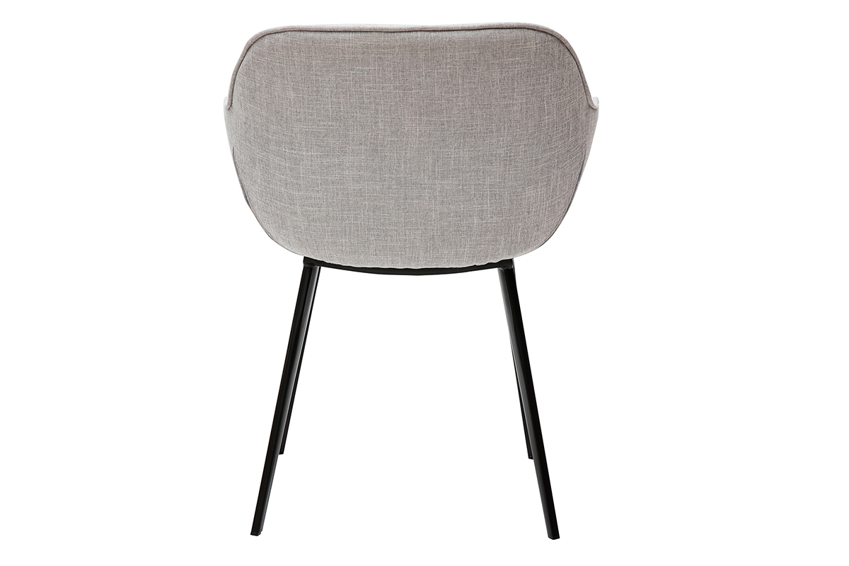 Chaises design en tissu gris clair et pieds m�tal noir (lot de 2) BURTON