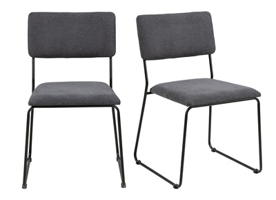 Chaises design en tissu gris et métal (lot de 2) FLORE