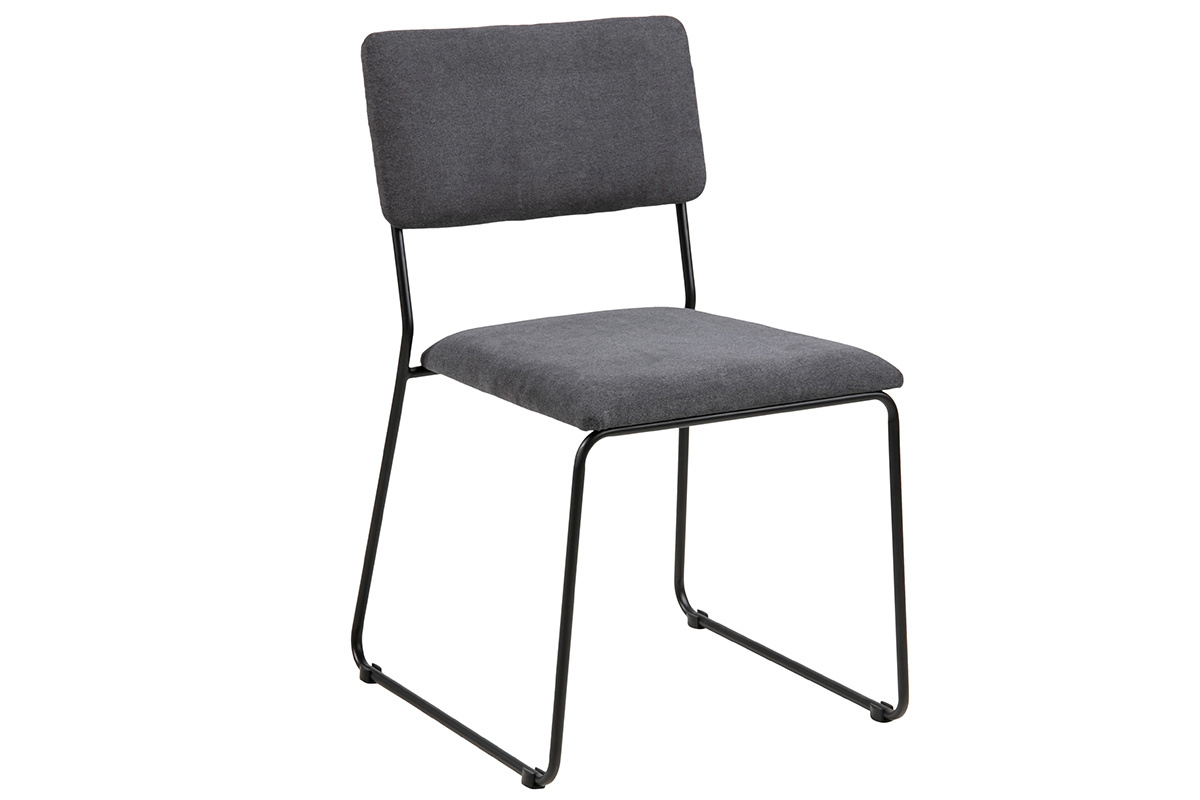 Chaises design en tissu gris et m�tal noir (lot de 2) FLORE