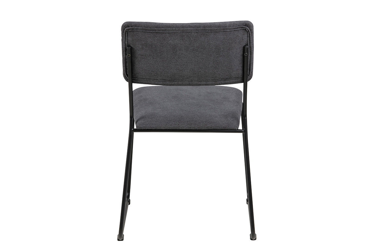 Chaises design en tissu gris et m�tal noir (lot de 2) FLORE