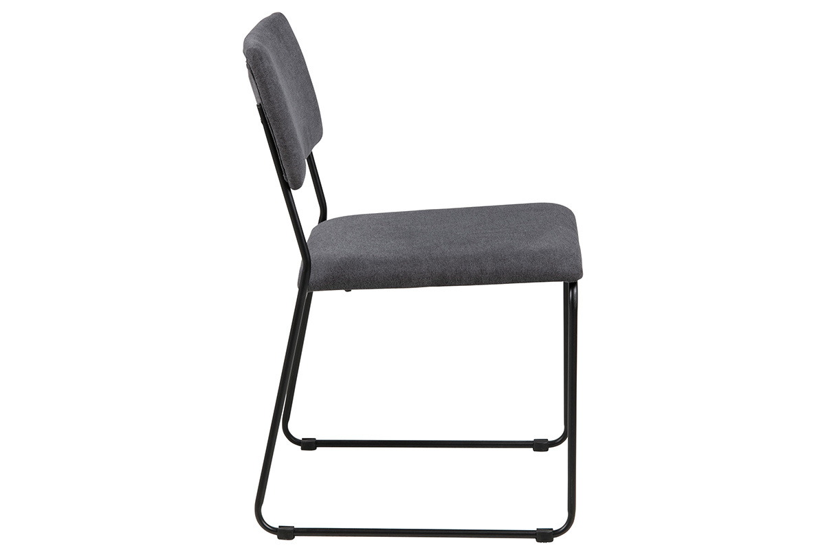 Chaises design en tissu gris et m�tal noir (lot de 2) FLORE