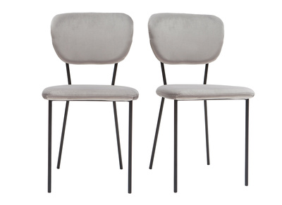 Chaises design en tissu gris et m&eacute;tal noir (lot de 2) LEPIDUS