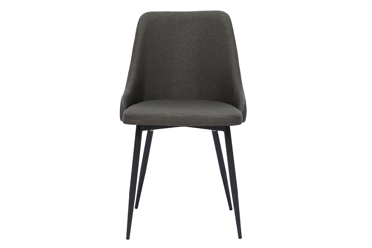Chaises design en tissu gris fonc� et m�tal noir (lot de 2) CULT