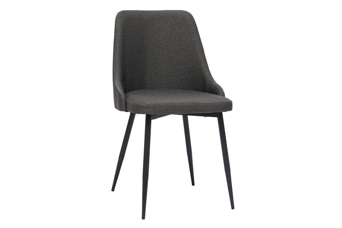 Chaises design en tissu gris fonc� et m�tal noir (lot de 2) CULT