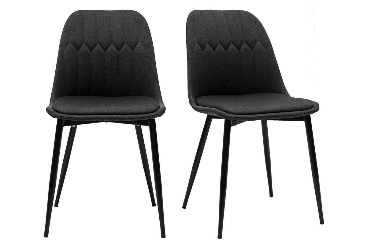 Chaises design en tissu gris fonc� et m�tal noir (lot de 2) FUSE