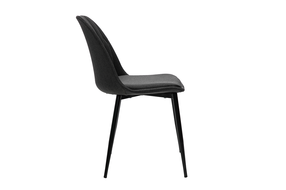 Chaises design en tissu gris fonc� et m�tal noir (lot de 2) FUSE