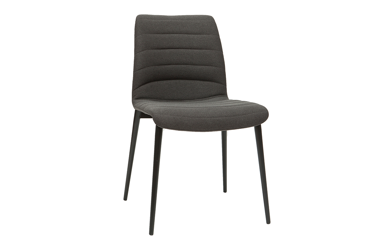 Chaises design en tissu gris fonc� et m�tal noir (lot de 2) ZADIG